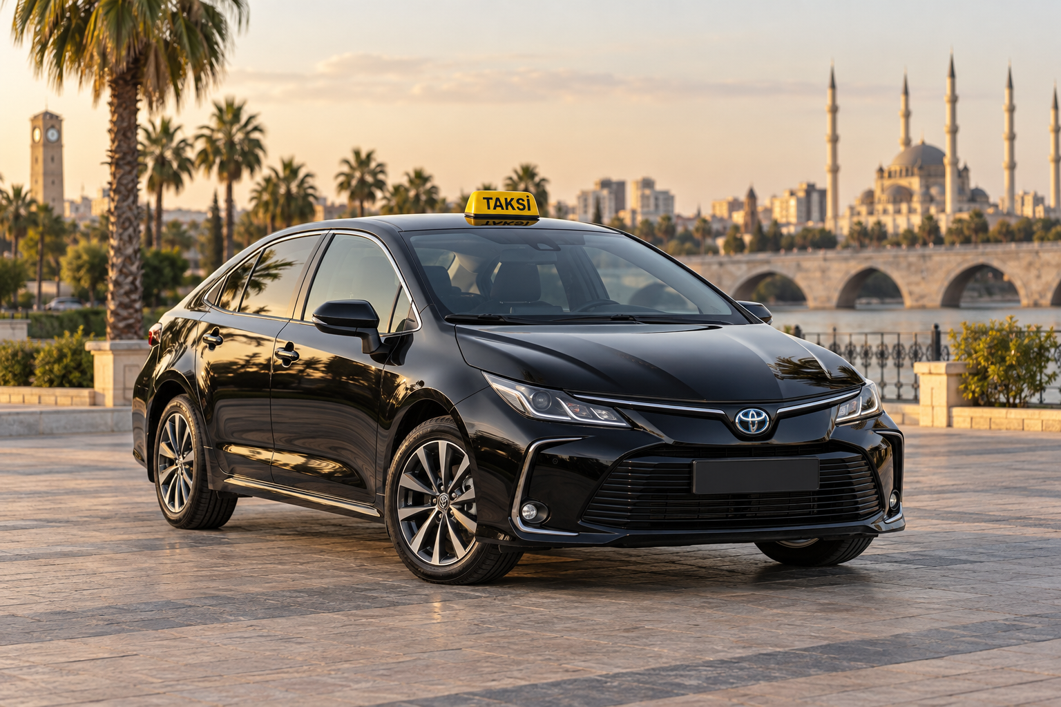 Siyah Toyota Corolla taksinin temsili görseli